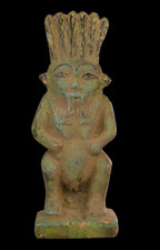 Authentic Ancient Egyptian Antiques Faience Statue God Bes Artifact Figurine BC picture