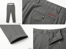 INCOTEX Solid Gray Dress Pants Stretch Cotton Slim Fit Flat Front Chino 34 EU 50 picture