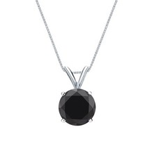 0.25 - 2.00 ctw Certified Black Diamond Solitaire Pendant in 14k Gold picture