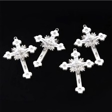 30pcs Charm Cross Pendant White Christian Crucifix Saint Benedict Pattern Crafts picture