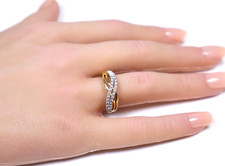 Vintage Samuel Aaron 10K Gold Diamond Crossover Ring Size 6.75 Hallmark THL  AO picture