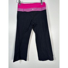 Y2K Vintage Lululemon Groove Crop Black Pink Yoga Pants Capris Size 4 picture