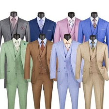 Vinci Men's Modern Fit 3-Piece Suit with Adjustable Waist Band Pants picture