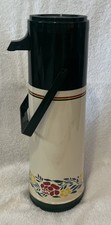 Vintage Aladdin's Pump-A-Drink Thermos Press-to-Pour Dispenser Floral/Green picture