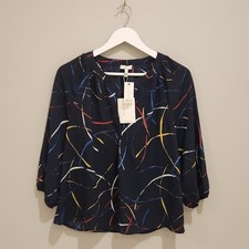 Joie 3/4 Sleeve Navy Pattern Blouse - Size XS picture