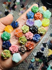 5pc Natural Mixed Quartz Carved Crystal Flower Skull Reiki Healing Decor Gift picture