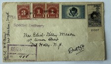 1935 Fort Worden WA Registered Air Mail Special Delivery Cover CE1 Due 5c GA20 picture