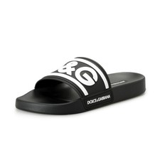 Dolce & Gabbana Men's Black & White Logo Print Rubber Flip Flops Sandals Shoes picture