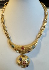 VTG Lucien Piccard Rhinestone Gold Plated Necklace Excellent picture