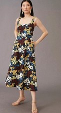 Anthro/Mauve Multicolor  Floral Square Neck Sleeveless A-Line Midi Dress 10 picture