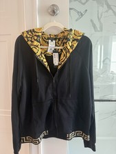 Versace Men’s Black/Gold Full Zip Hooded Jersey Hoodie Medusa Baroque S picture