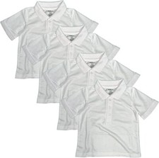 Studio 3 Boy’s 4-Pack White School Uniform Short-Sleeve Pique Polo Shirts picture