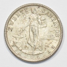 Philippines 1945-D Commonwealth 20 Centavos Silver P191211 picture