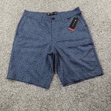 NEW Travis Mathew Shorts Mens 30 Blue Chino Golf Performance Stretch Geometric picture