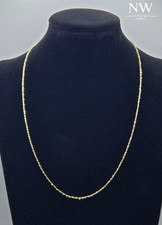 Italian Solid 925 Sterling Gold & Silver Twisted Rock Necklace 20in 1.5mm NEW picture
