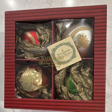 Waterford Holiday Heirlooms Christmas Floral Ball Ornaments Set of 4 w/Box picture