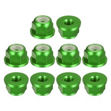 10pcs Nylon Insert Hex Lock Nuts M3 x 0.5mm Aluminum Alloy Green picture