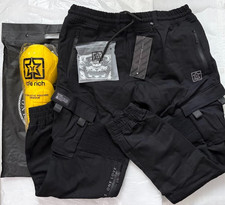Ride Rich unit 16 Armoured Denim Cargo Joggers Size 4XL Black Motorcycle Pants picture