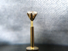 3MM Round Natural Diamond Solitaire Women's Piercing Stud Pin 14K Yellow Gold picture
