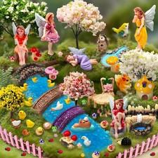 114 Pcs Miniature Fairy Garden Accessories Kit Resin Elves Animal Figurines D... picture
