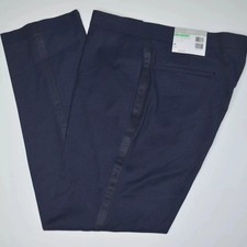 NWT ALFANI Slim Fit Tuxedo Diamond Grid Navy Flat Front Dress Pants Sz 30 x 30 picture