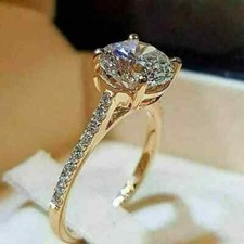 3.00 Ct Treated Round Cut White Diamond Solitaire Ring 925 Silver Certified picture