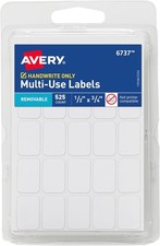 6 Pack Avery Multi-Use Labels, 0.5in X 0.75in, Removable, White 6737, 525 Ct picture