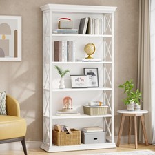 6-Tier 71 Inch Industrial Bookcase 5-Shelf Floor Standing Display Storage White picture