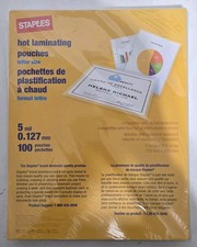 Lot of 2 - NEW BOX STAPLES HOT LAMINATING POUCHES Letter 5 Mil 100-Pack .127mm picture