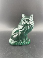 Wilkerson Art Glass Green Uranium Cat Kitten Figurine Rare Color *GLOWS* picture