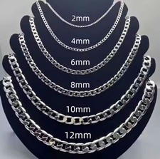 Real Silver Plated Miami Cuban Chain Necklace Men Italy picture