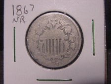 1867 NO RAYS SHIELD NICKEL AG POPULAR DATE  picture
