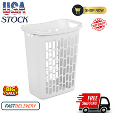 Mainstays Rectangular Open Plastic Laundry Hamper for Narrow Spaces, White,..... picture