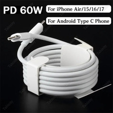 PD 60W USB C to Type C Fast Charger Cord Lot For iPhone Air 17 16 15 Pro Samsung picture