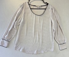 LOFT Women's Small White Black Polka Dot Long Sleeve Blouse Career Casual Top picture