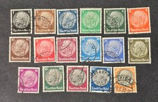 WWII WW2 Third Reich Germany Hindenburg Stamp Complete Set Of 17 Used Stamps picture