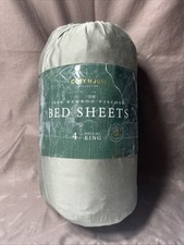 COSY HOUSE Luxury 100% Bamboo Viscose 4 Piece Sheet Set KING Grey New picture