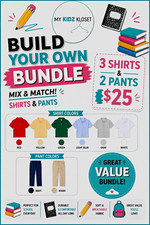 Build your Own Wonder Nation Uniform Bundle 3 Polo Shirts 2 Pants picture