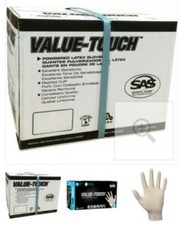 1000 SAS VALUE-TOUCH Lightly Powdered Non-Exam Latex Gloves CASE S M L XL picture