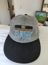 Vintage Uncommon 1990's WWF Monday Night Raw Snapback Hat Blue Black NEVER WORN picture