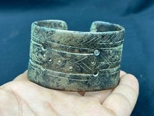 Antique Ancient Near Eastern Old bronze carved bracelet rare 2500 years old peac picture