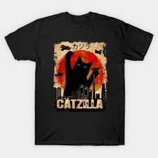 Vintage Catzilla Funny Black Cat T-Shirt picture
