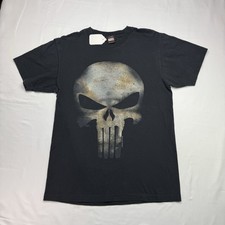Vintage Mad Engine Y2K Tee M Black The Punisher Skull 2007 Marvel Fader Medium picture