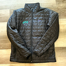 Patagonia Men's L Black Full Zip Insulated Puffer Jacket Stand-Up Collar Logo picture