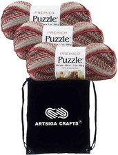 Premier Yarns Puzzle Solitaire 1050-23 3-Skeins Same Dye Lot Chunky Bulky #5 picture