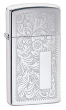 Zippo Slim Venetian High Polish Chrome Lustre 1652 picture