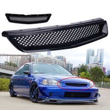 Fit 1999 2000 Honda Civic Front Bumper Upper Grill JDM Style Black Grille 99 00 picture