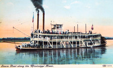1908 STEAM BOAT SHIP ALONG THE MISSISSIPPI RIVER POSTED POSTCARD 119-8 IPCN VTG picture