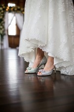 Jewel Badgley Mischka Crystal Bridal Heels– Silver Glitter Open Toe Wedding Shoe picture