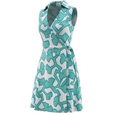 Diane von Furstenberg Silk Jersey Wrap Dress Green Blue Geometric Sleeveless 6 picture